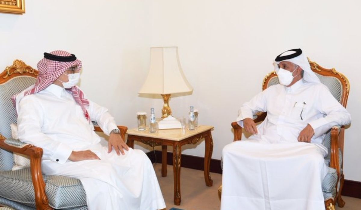 HE Sultan bin Saad Al Muraikhi with HH Prince Mansour bin Khalid bin Abdullah Al Farhan Al-Saud
